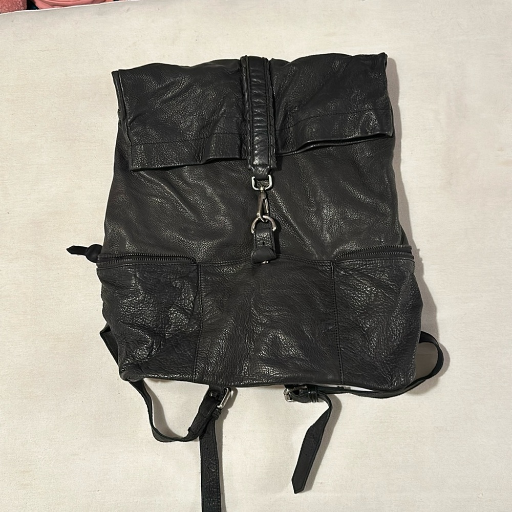 Free People Black Leather Backpack